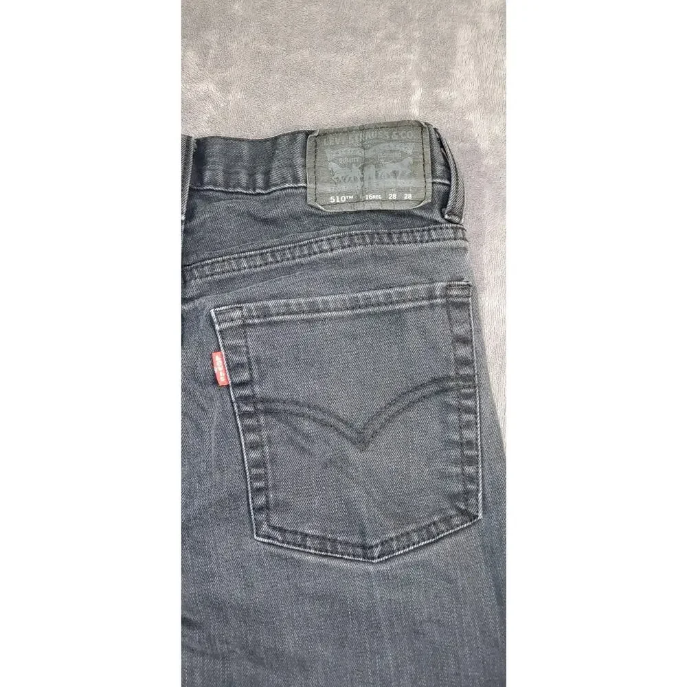 Levi's 510 Men's 28x28 Skinny Jeans Black Denim Pants Casual C15